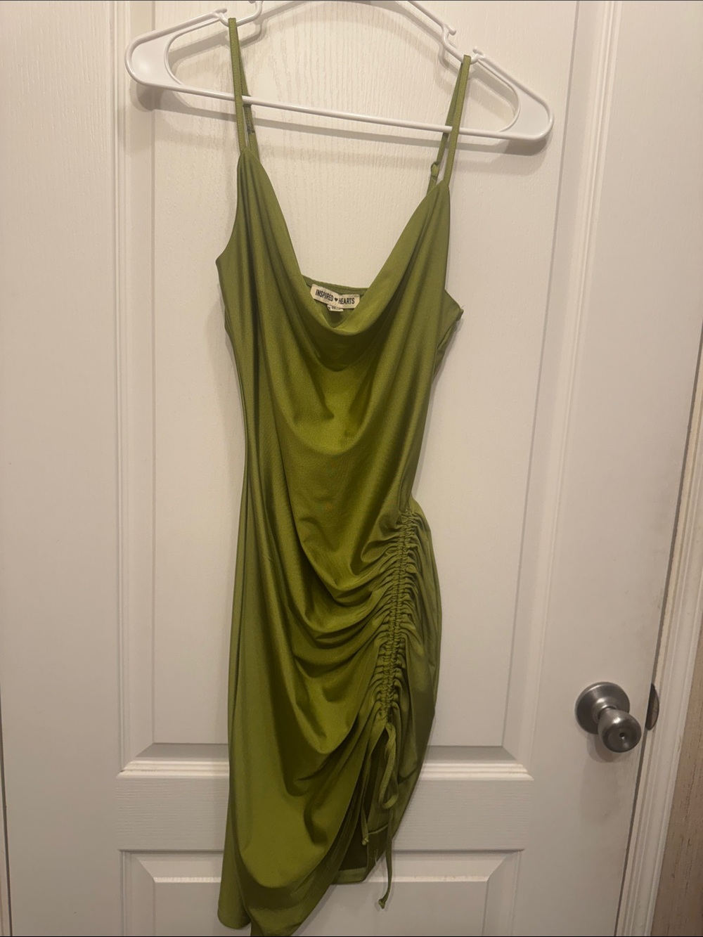 Inspired Hearts Olive Green Cowl Midi Dress